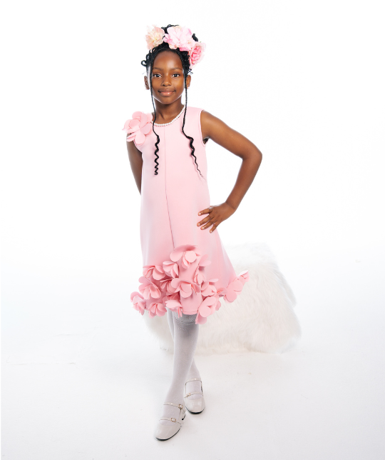 Pink Petal Hem A-Line Dress